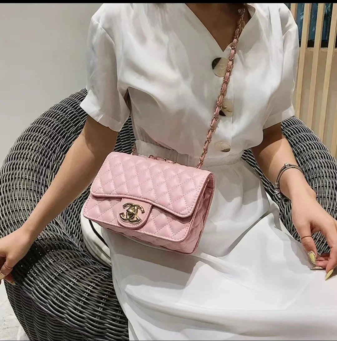 Chanel Shoulder Bags Quilted Flap Chain Bag — Pink 3