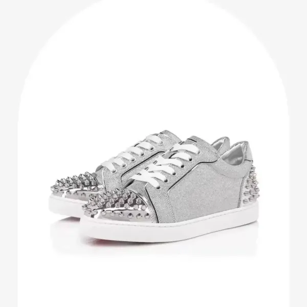 Christian Louboutin Louis Junior Spikes Denim Print Sneakers - 28