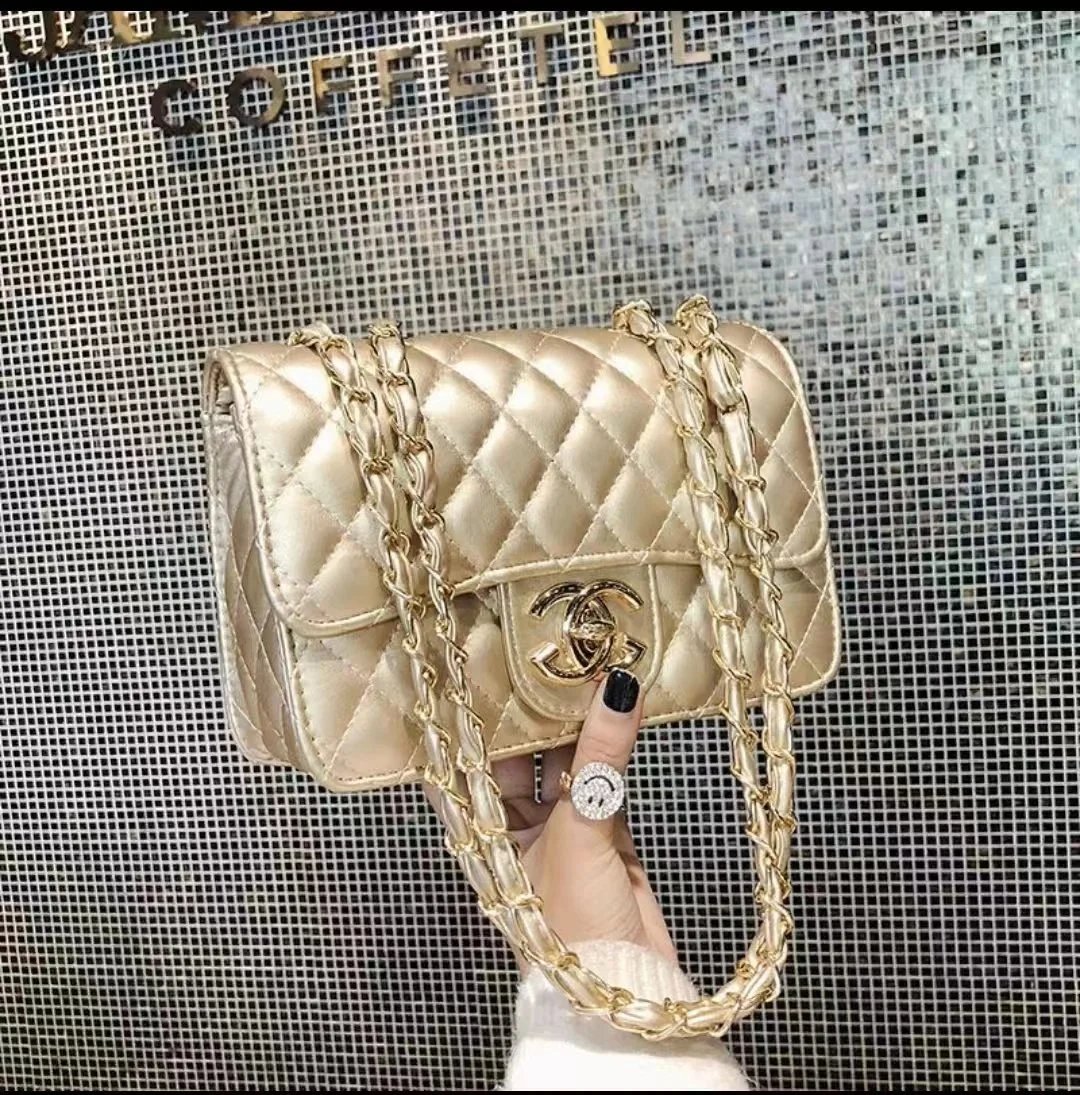 Chanel Shoulder Bags Quilted Flap Chain Bag — Champagne gold