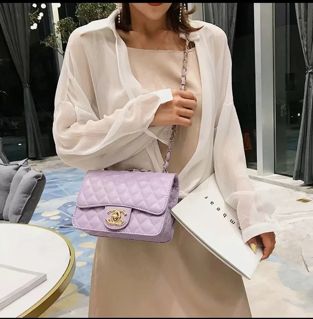 Chanel Shoulder Bags Quilted Flap Chain Bag — purple