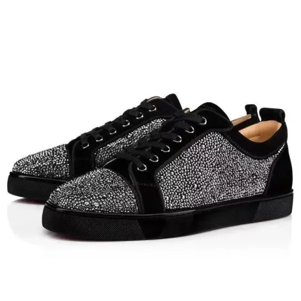 Christian Louboutin Louis Junior Spikes Denim Print Sneakers - 25