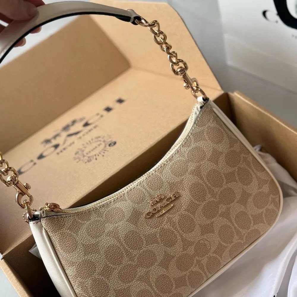 Coach Shoulder Bags Teri 25 chain bag — Vanilla White, Paper Box