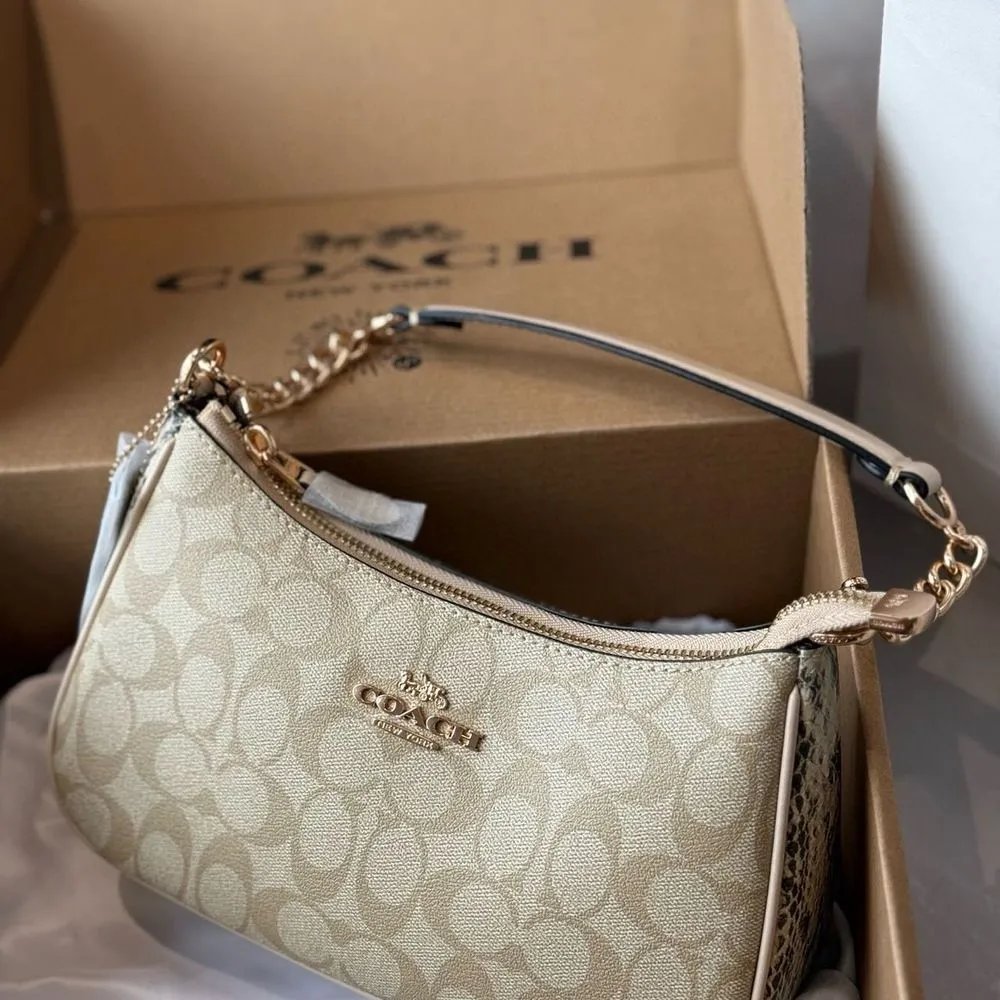 Coach Shoulder Bags Teri 25 chain bag — Snake Khakis White Flying Machine Box