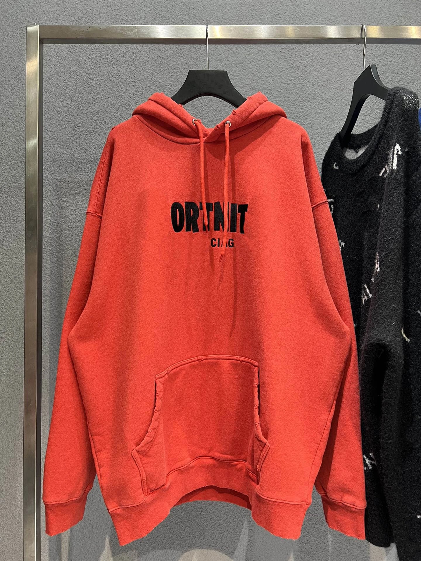 堡垒之夜抓绒帽衫欧洲站ins字母刺绣男女款连帽卫衣