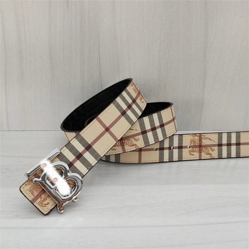 Classic men's and women's belt double-sided embossed two-layer cow TB smooth buckle leather business belt casual versatile pants belt