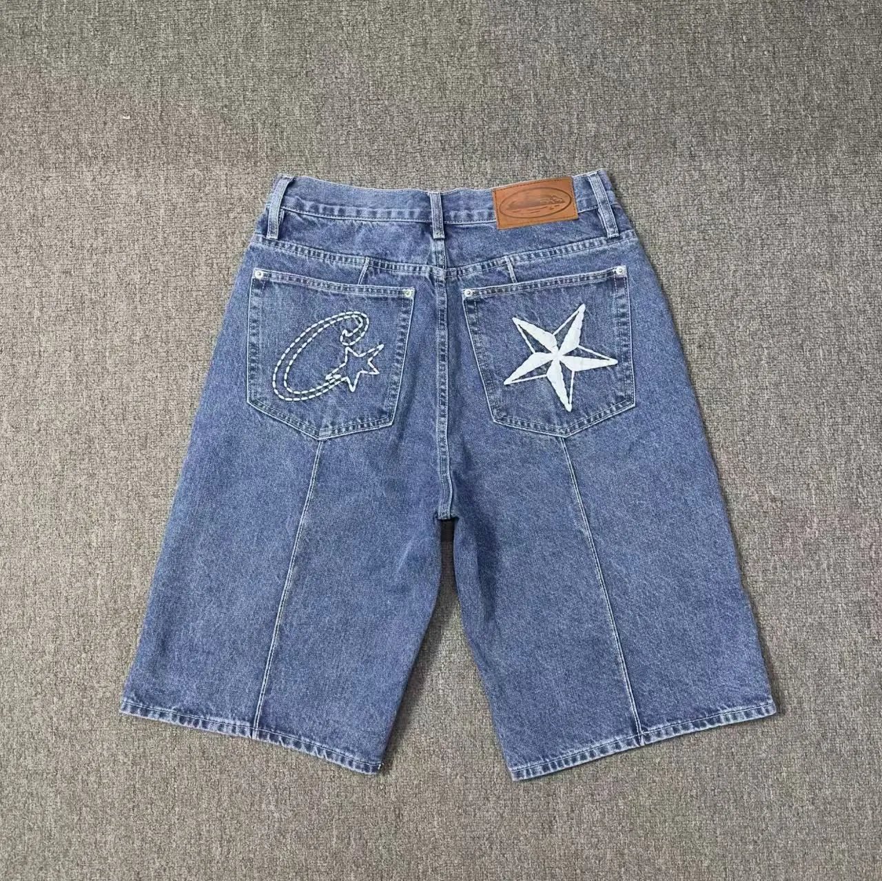 Blue denim shorts