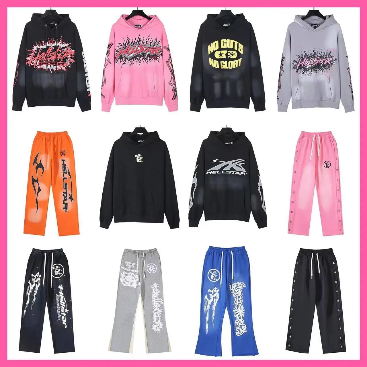 American High Street Trendy Brand Hell Star Laundry Vintage Loose Hoodie Sweatshirt Set WhatsApp:+86 19500174185