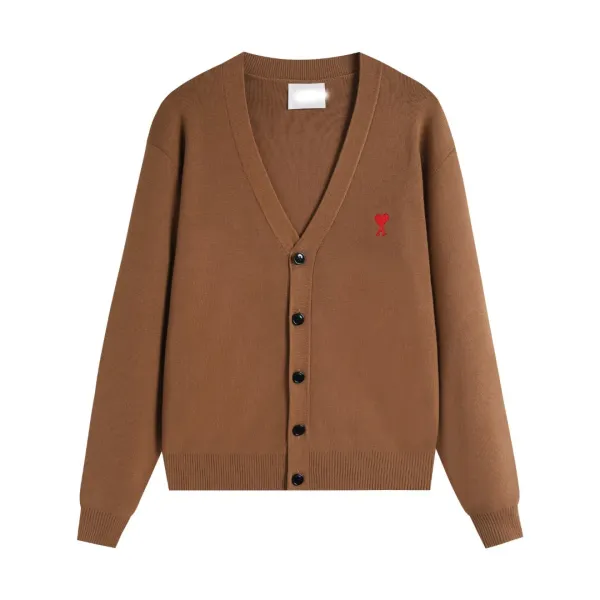 Ami Paris Classic V-Neck Cardigan Red - 10
