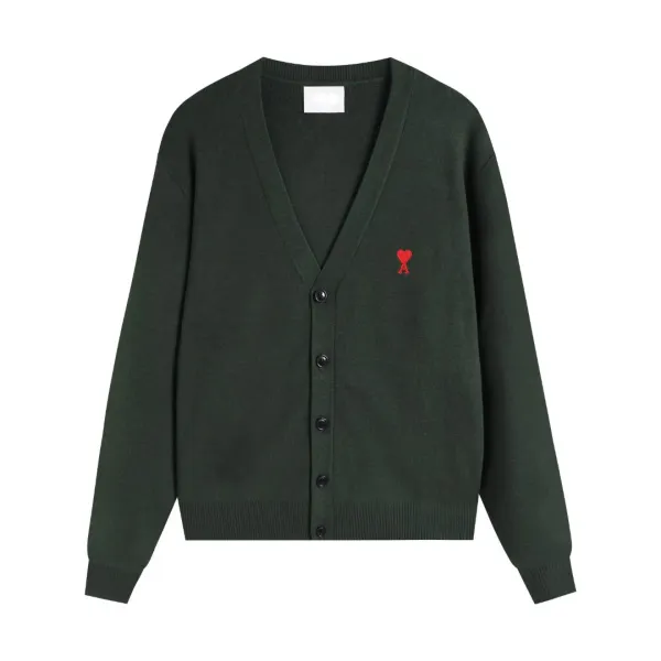 Ami Paris Classic V-Neck Cardigan Red - 8