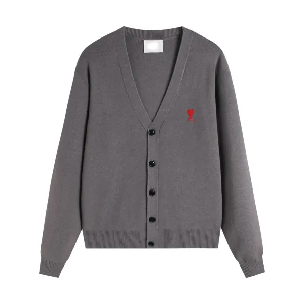 Ami Paris Classic V-Neck Cardigan Red - 13
