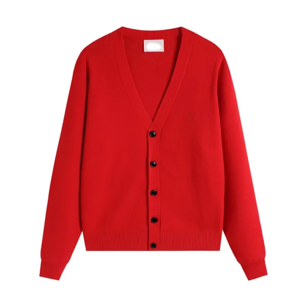 Ami Paris Classic V-Neck Cardigan Red - 1