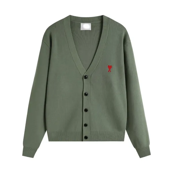 Ami Paris Classic V-Neck Cardigan Red - 6