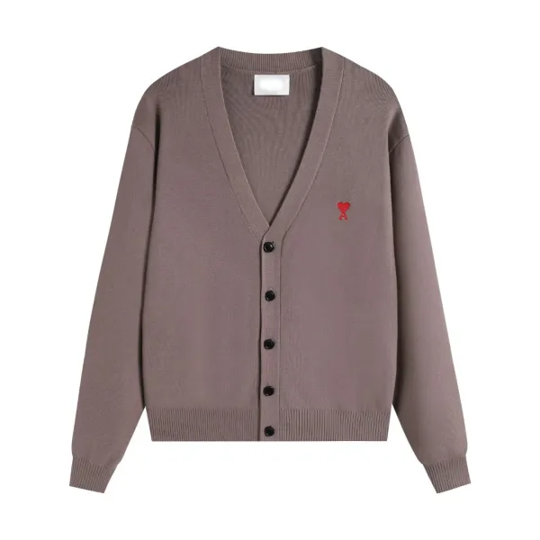 Ami Paris Classic V-Neck Cardigan Red - 9