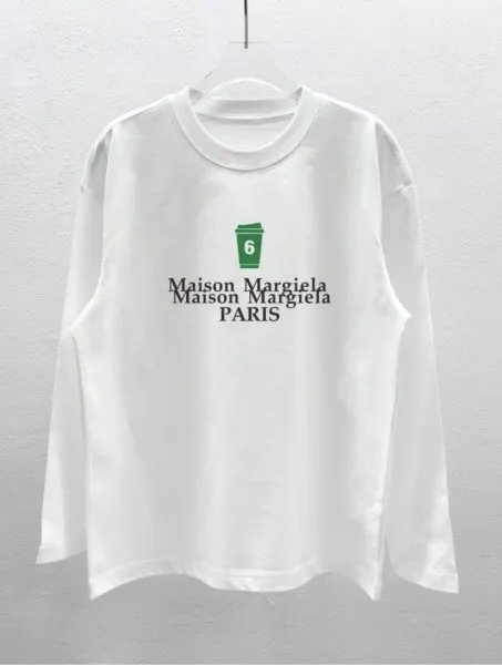 Maison Margiela Coffee Cup Graphic Long-Sleeve T-Shirt White - 1