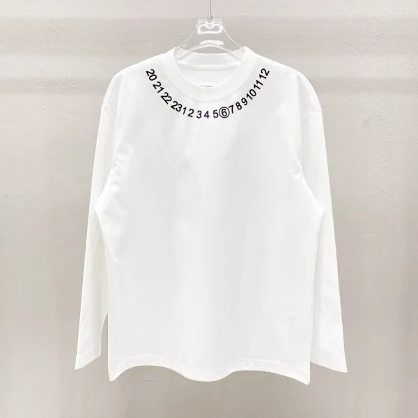 Off-White Numeric Collar Long-Sleeve T-Shirt White - 1