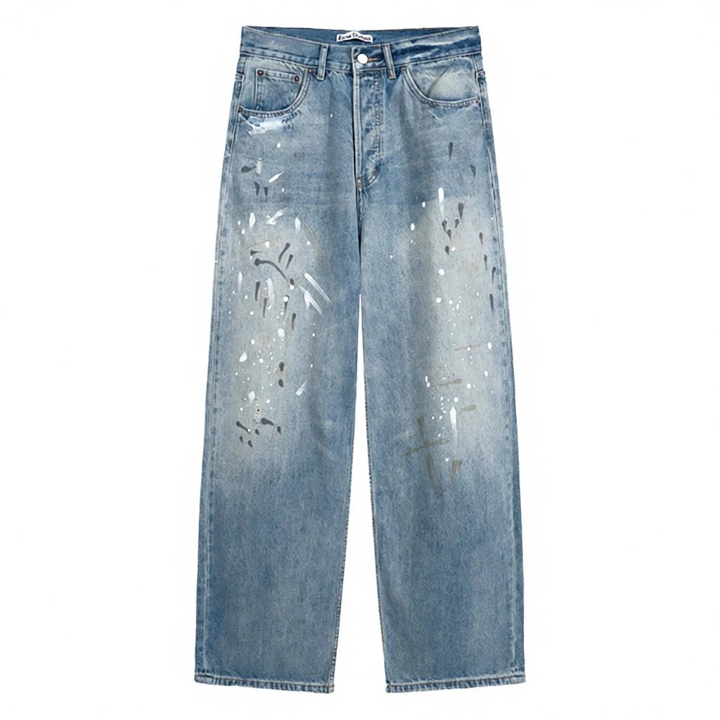 Distressed Wide Leg Denim Jeans Assorted Washes Artistic Style