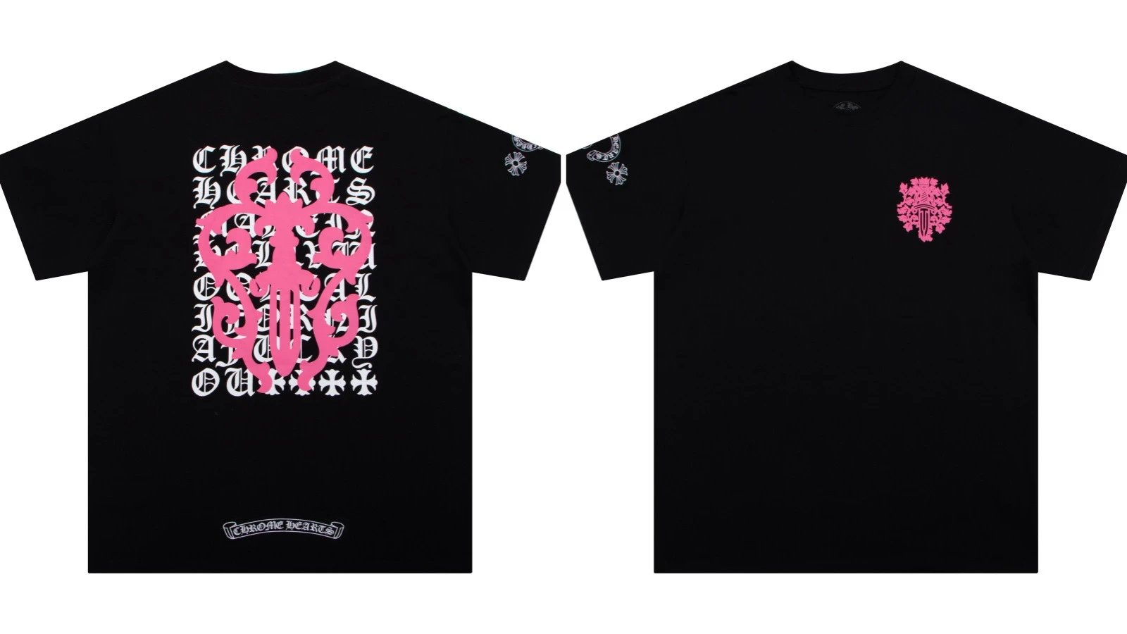 Chrome Hearts Caution Pink Graphic T-Shirt Gray - 43