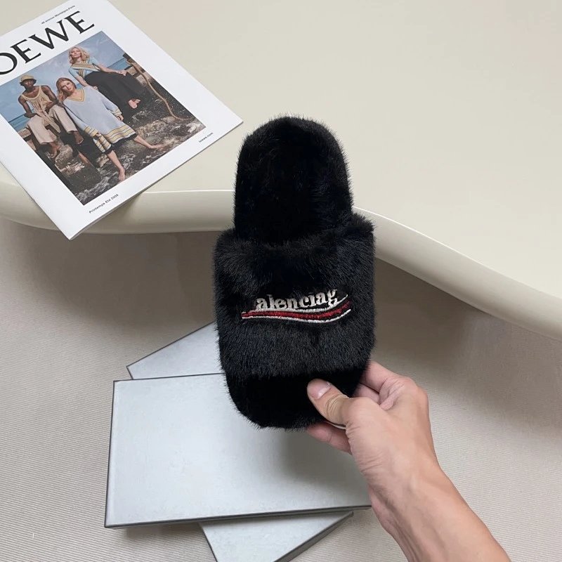 Balenciaga Fur Slide Black Slippers product detail 11 in Litbuy spreadsheet finds