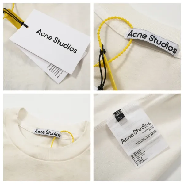 Acne Studios Logo Tag T-Shirt Beige - 1