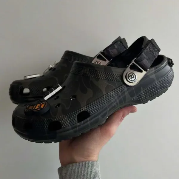 Crocs x A Bathing Ape Classic Clog Pink Camo Jibbitz Edition Sandals - 18