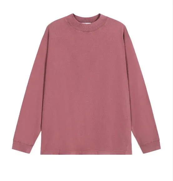 Design Oversized Mock Neck Long Sleeve Tee Dusty Rose Top - 1