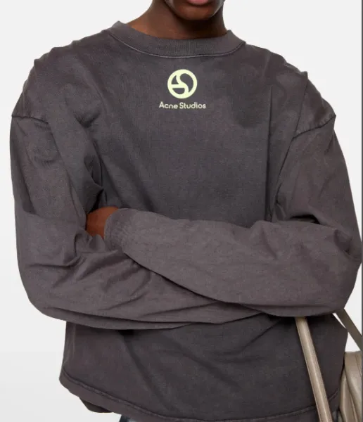 Acne Studios Logo Print Oversized Crewneck Sweatshirt Gray - 1