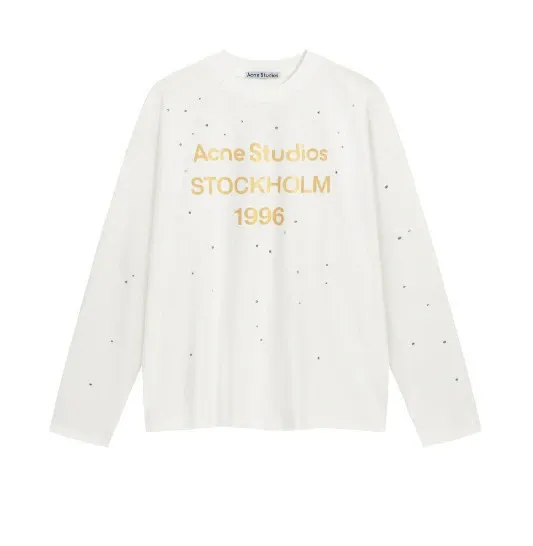 Acne Studios Stockholm 1996 Gold-Print Long-Sleeve T-Shirt White - 1