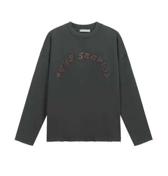 Acne Studios Embroidered Logo Long-Sleeve T-Shirt Charcoal Gray - 1