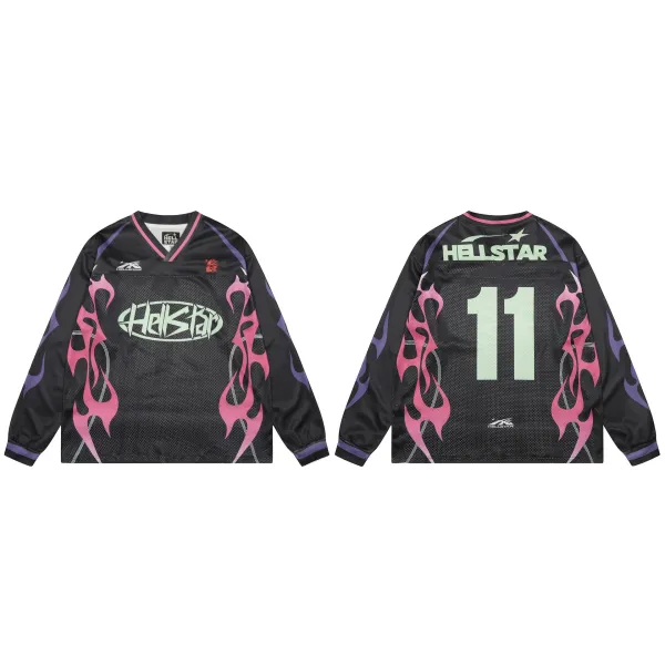 Hellstar Flame Mesh Jersey Black Pink Purple - 1