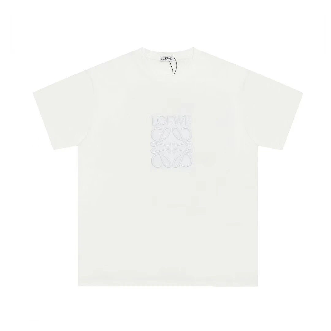 Loewe Anagram Embroidered T-Shirt Black with Cream Trim - 8