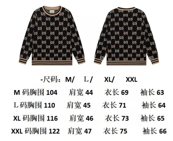 Gucci GG Monogram Knit Sweater Black Beige - 4