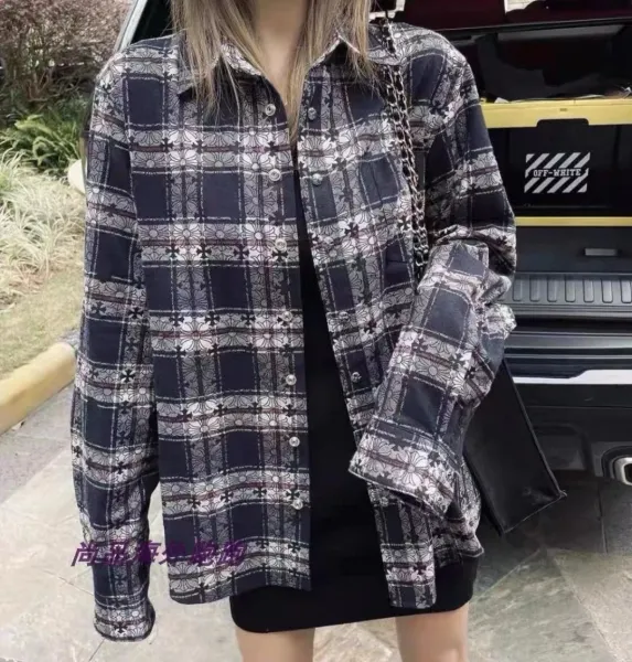 Burberry Check Print Floral Overlay Shirt Multicolor - 8