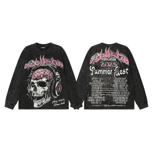 Hellstar Records 2025 Summer Fest Acid Wash Long Sleeve T-Shirt - 1