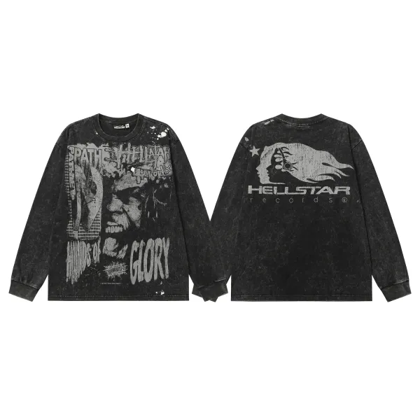 Hellstar Records Hounds of Glory Acid Wash Long Sleeve T-Shirt - 1