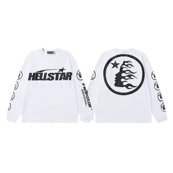 Hellstar Flame Logo Long Sleeve T-Shirt White - 1