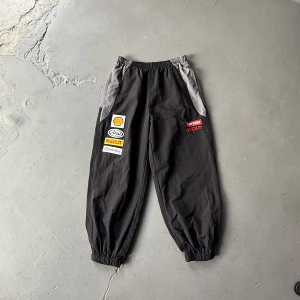 Supreme Logo Tape Sweatpants Black - 13