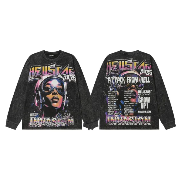 Hellstar Invasion 2035 Long-Sleeve Graphic Tee Black - 1