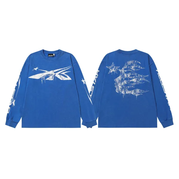 Hellstar Star Flame Blue Long-Sleeve T-Shirt - 1