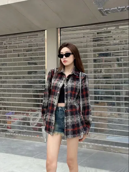 Burberry Check Print Floral Overlay Shirt Multicolor - 9