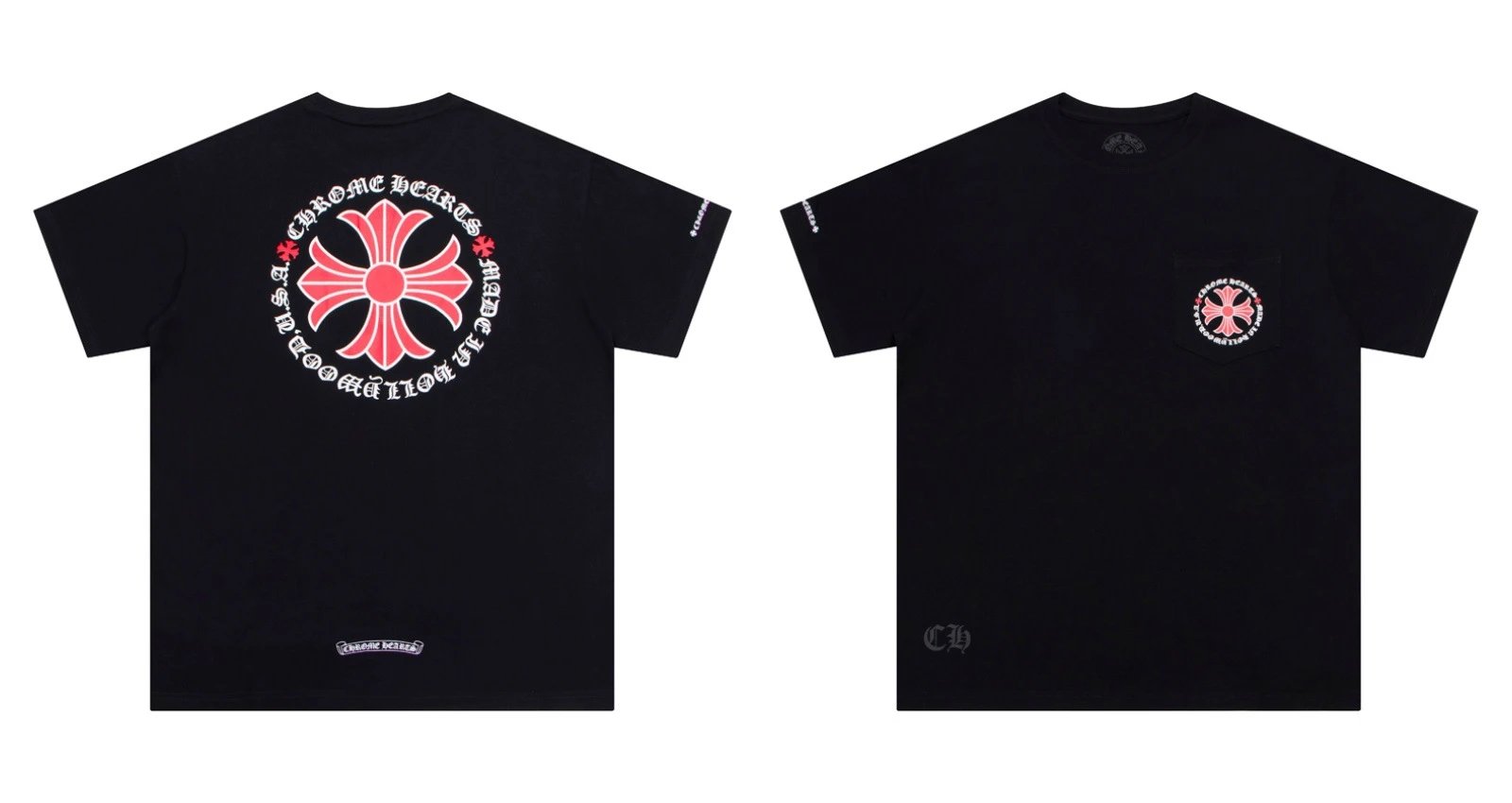 Chrome Hearts Caution Pink Graphic T-Shirt Gray - 4