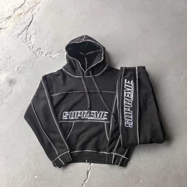 Supreme Logo Tape Sweatpants Black - 25