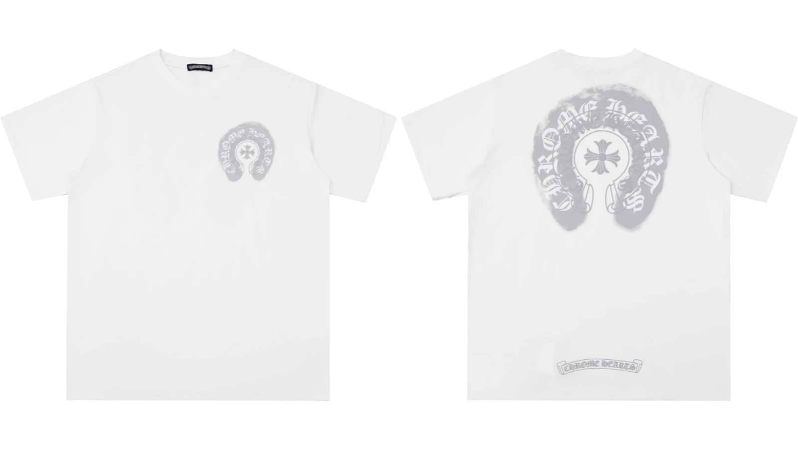 Chrome Hearts Caution Pink Graphic T-Shirt Gray - 48