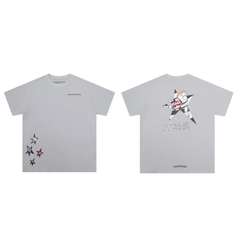 Chrome Hearts Caution Pink Graphic T-Shirt Gray - 32
