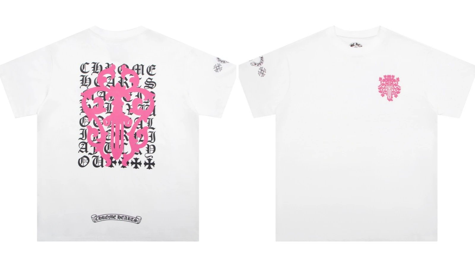 Chrome Hearts Caution Pink Graphic T-Shirt Gray - 42