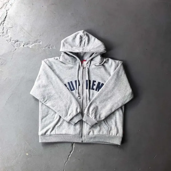 Supreme Arch Logo Zip-Up Hoodie Gray - 1