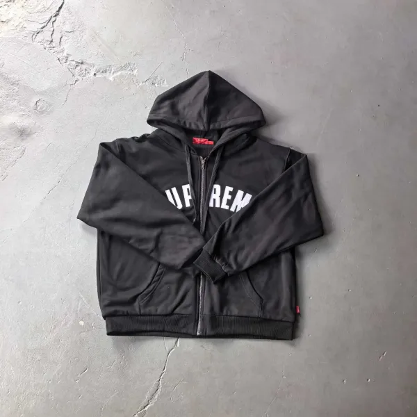 Supreme Arch Logo Zip-Up Hoodie Black - 1