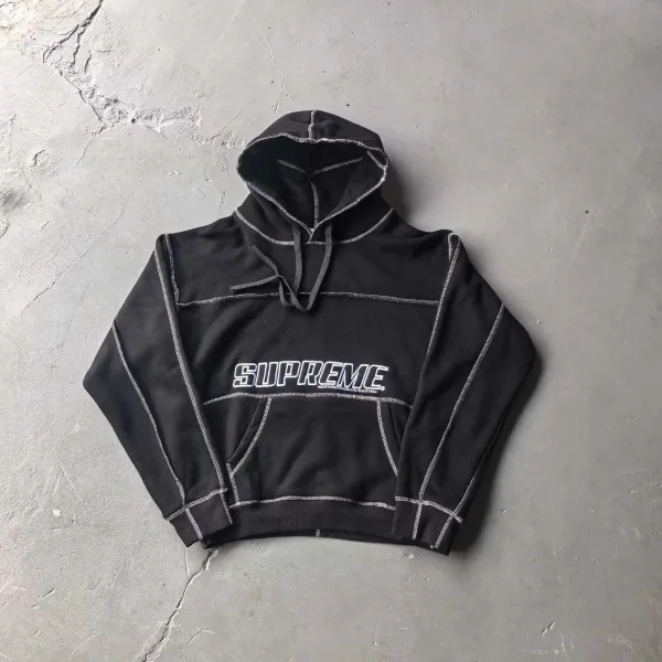 Supreme Contrast Stitch Hoodie Black - 1