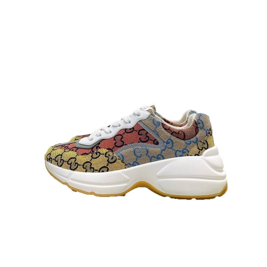 Gucci Rhyton Beige Red Green Monogram Chunky Sneakers