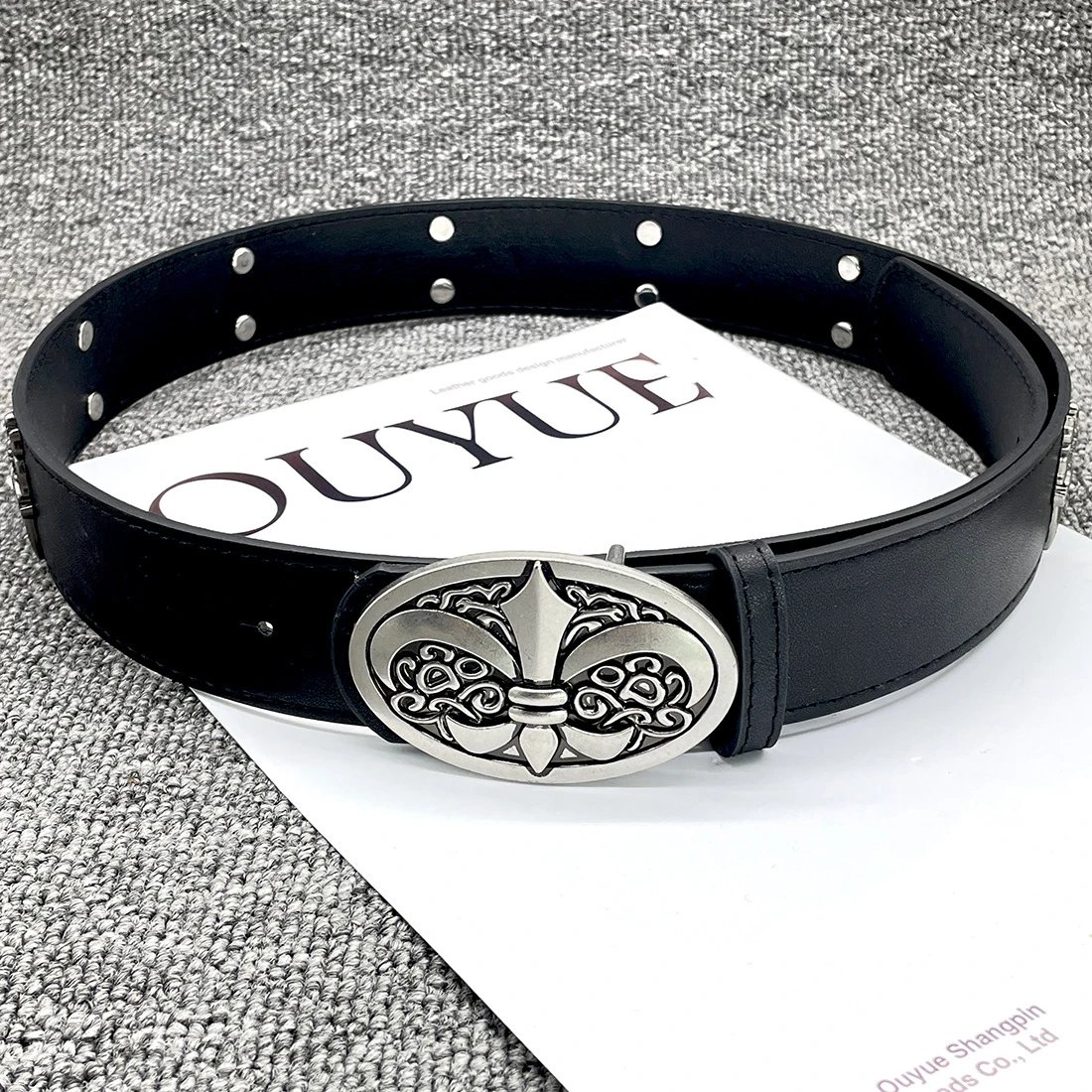 [Water Ripple Floral Cross] Cross-Shaped Rivet Holy Sword Belt