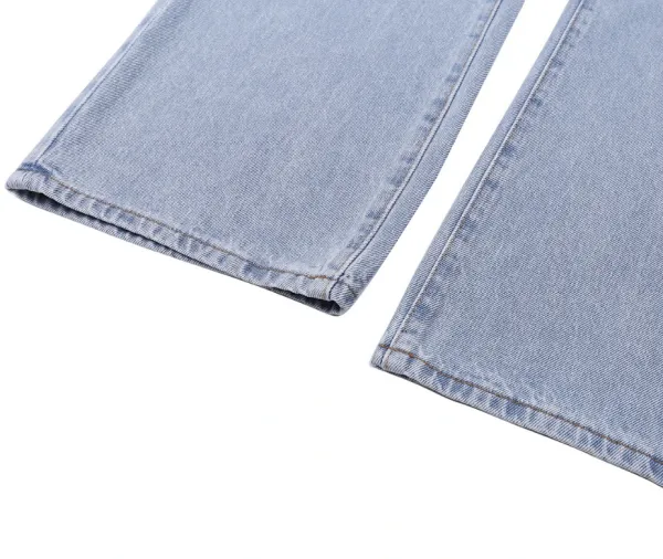 Hellstar Logo Print Light Wash Wide-Leg Jeans - 23